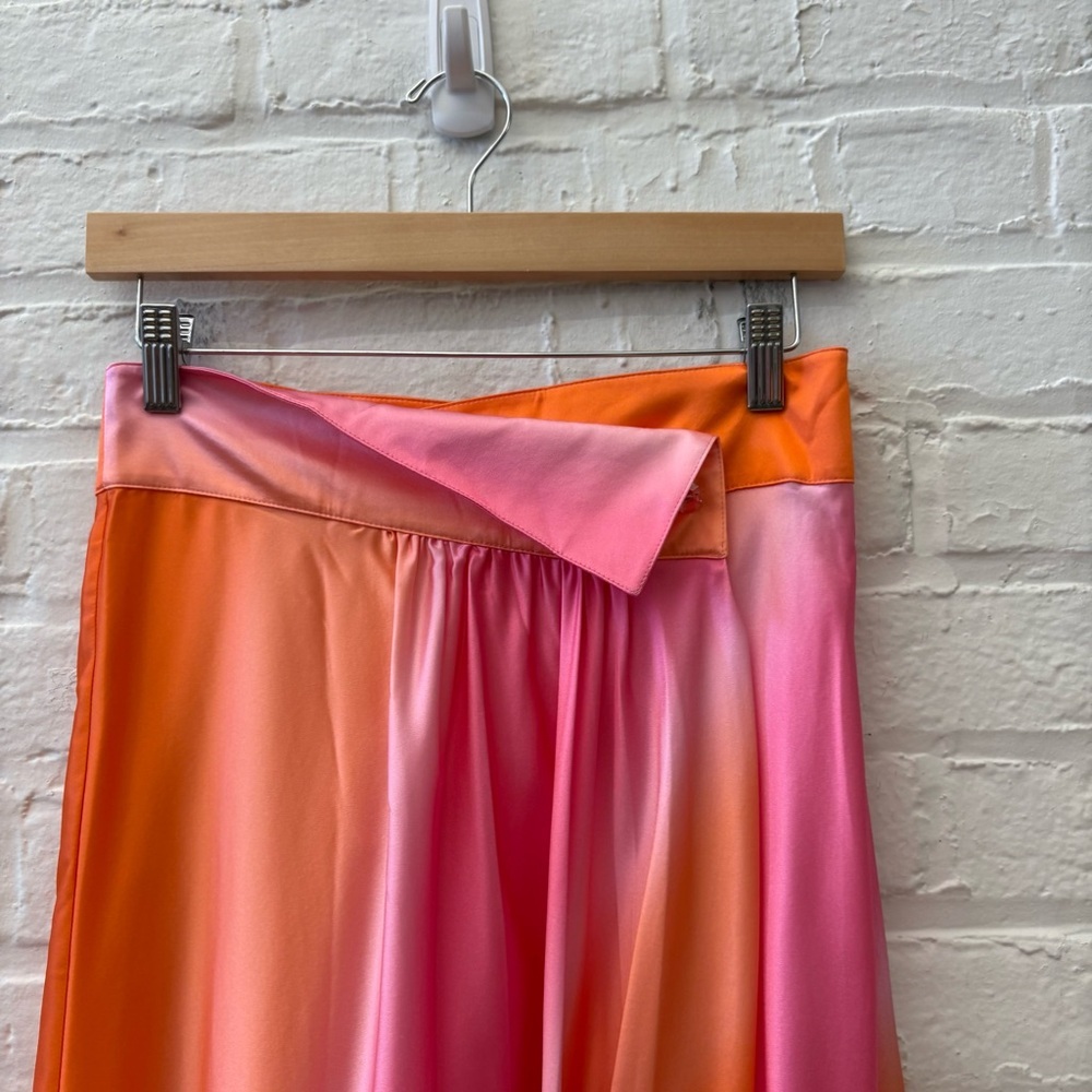 Dannijo || Silk Dye Midi Skirt Pink Orange Small - Picture 3 of 10